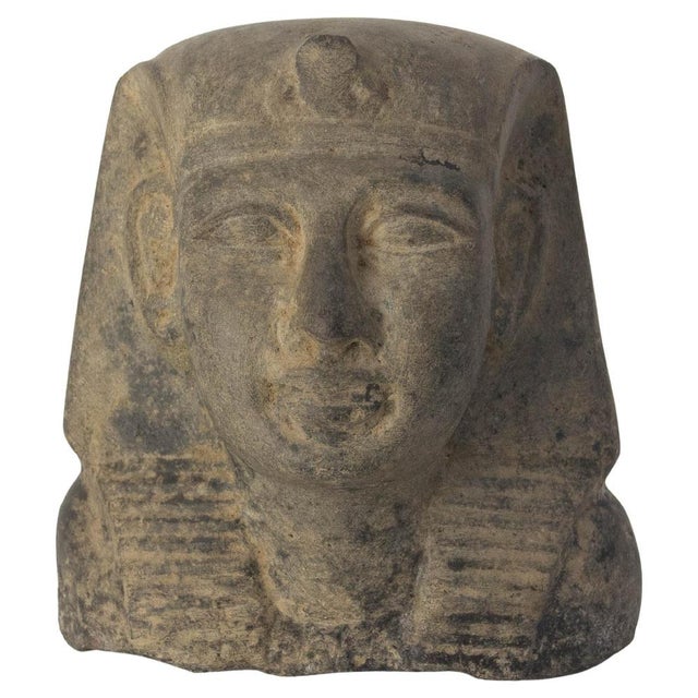 Egyptian Black Stone Pharaoh Bust Statue, 19th Century For Sale - Image 10 of 10