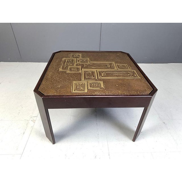 Vintage Etched Brass Side Table, 1970s For Sale - Image 4 of 11