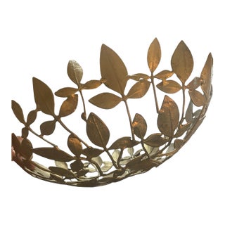 Vintage Midcentury Brass Leaf Vine Botanical Filigree Centerpiece Bowl For Sale