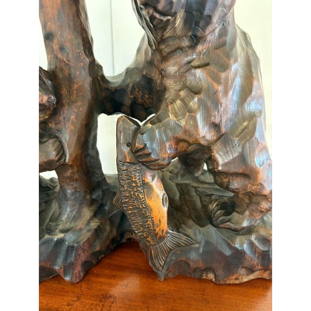 Large Antique Edwardian Japanese Carved Linden Wood Bear, 1900 For Sale - Image 6 of 10