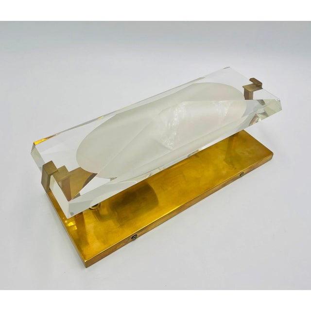 Metal Hollywood Regency Kate Spade New York “Castle Peak” Brass & Crystal Wall Sconce For Sale - Image 7 of 16