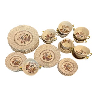Vintage Royal Doulton English Bone China "Grantham" Dinnerware Set- 38 Pieces For Sale