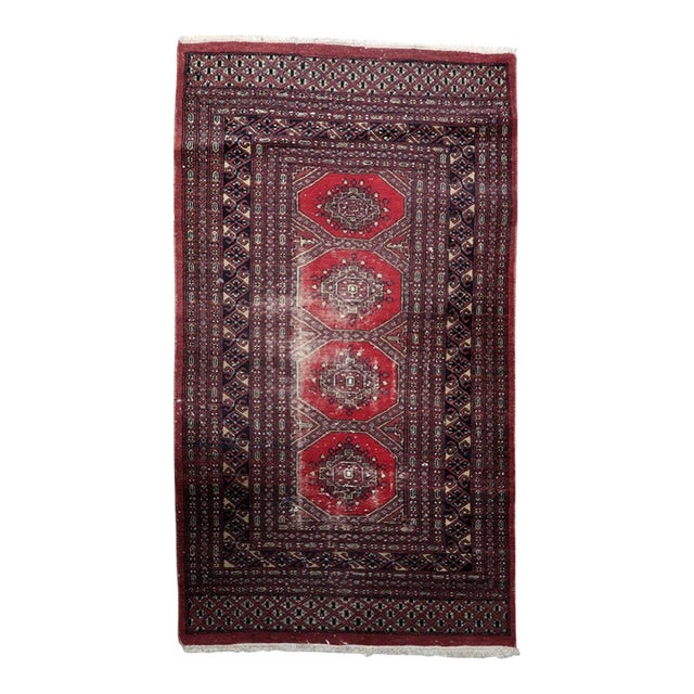 1930s, Antique Uzbek Bukhara Handmade Rug 3 X 5 For Sale