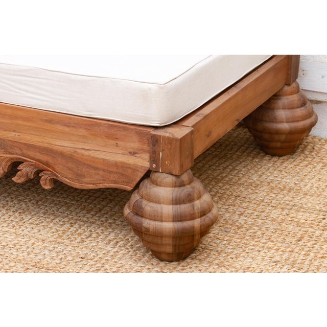 1990s Finely Carved Royal Bali Club Daybed For Sale - Image 5 of 10