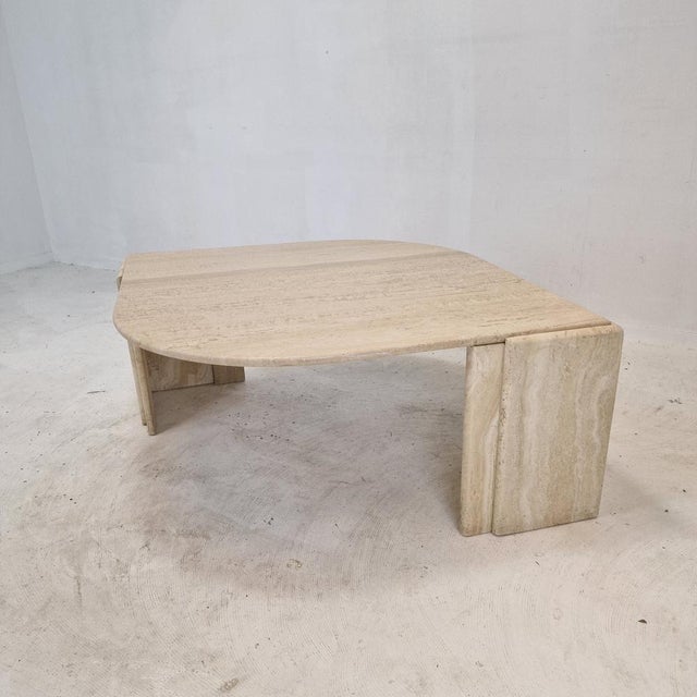 Italian Travertine Coffee Table, 1989 For Sale - Image 4 of 18