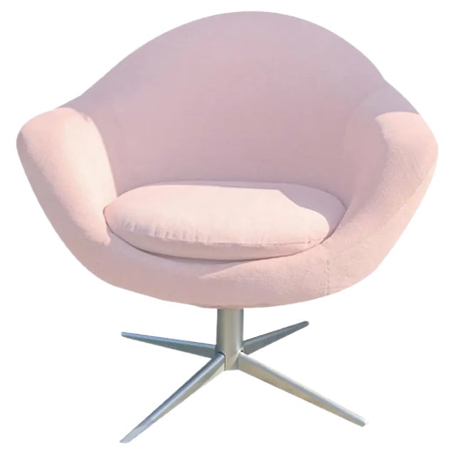 Mid-Century Metal and Velvet Swivel Chair, 1960s For Sale