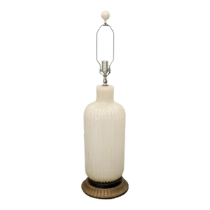 Mid 20th Century Large Murano Glass Carved Wood Scallop Base Table Lamp