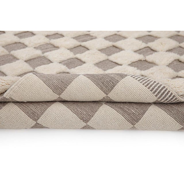 Checkerboard Hand-Knotted Moroccan Wool Rug | 11'11" X 8'8" | One of a Kind For Sale - Image 4 of 7