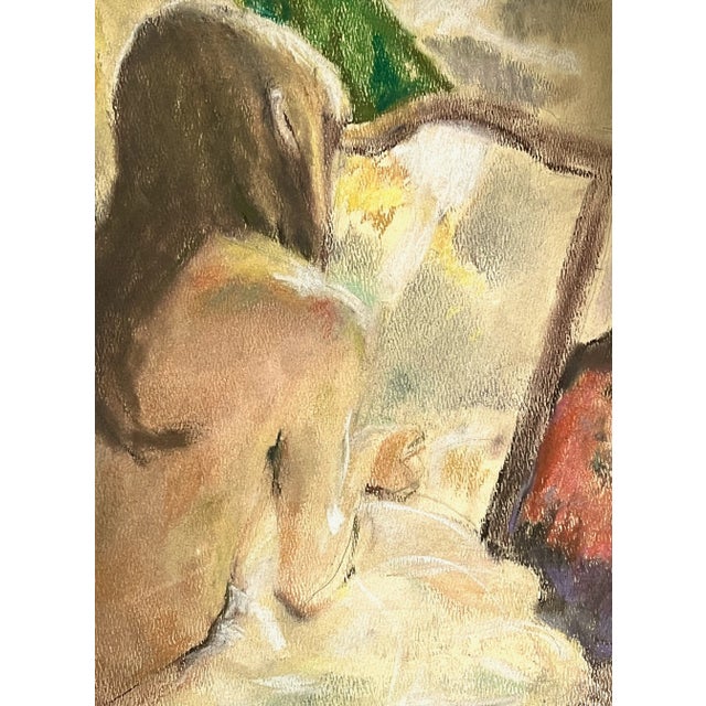 Figurative Vintage Pastel Drawing of a Woman For Sale - Image 3 of 11