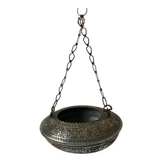 Vintage Turkish Ornate Oval Hanging Brazier Planter For Sale