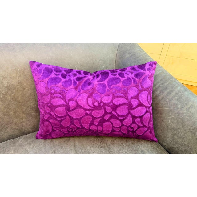 Not Yet Made - Made To Order Purple Cut Velvet Lumbar Cushion Cover For Sale - Image 5 of 8