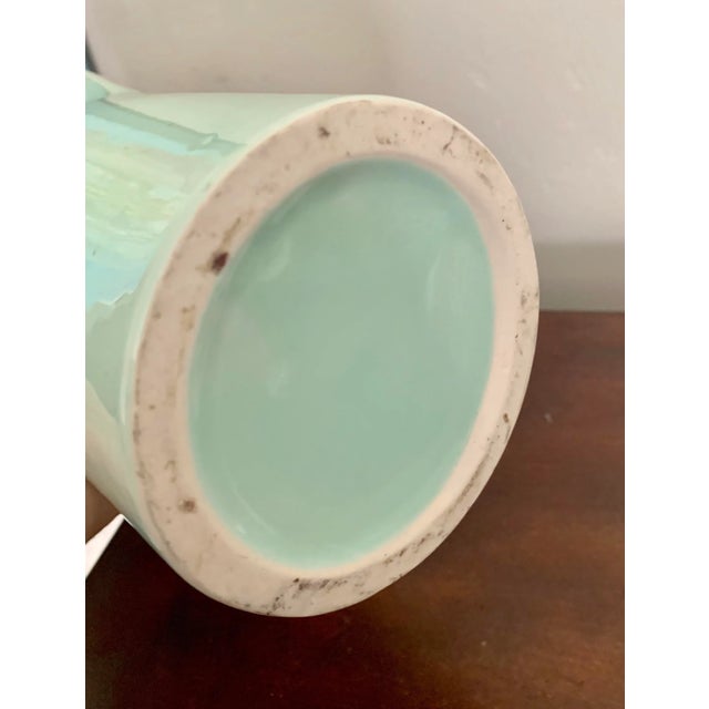 Modern Mint Green Scalloped Ceramic Vase For Sale In San Diego - Image 6 of 7