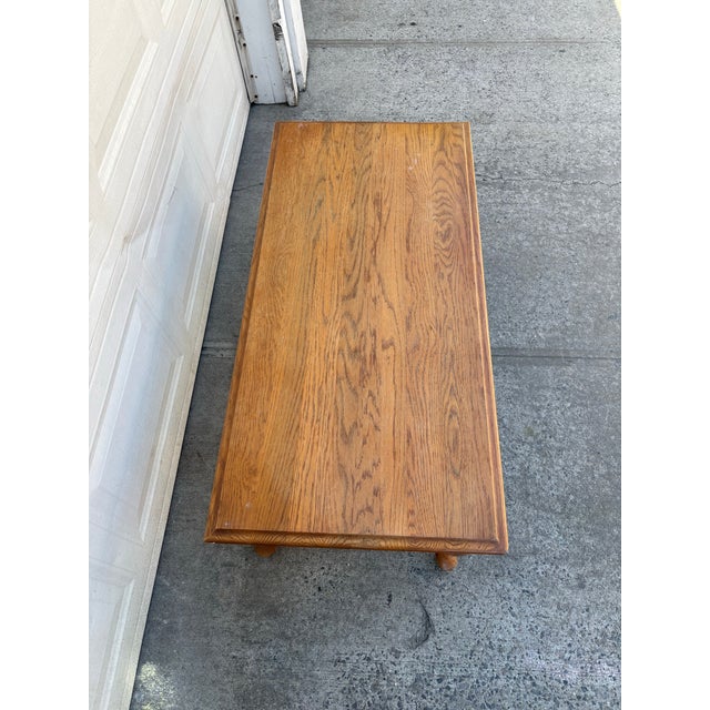 Vintage Oak Queen Anne Style Coffee Table | Colonial Style Cocktail Table For Sale - Image 9 of 11