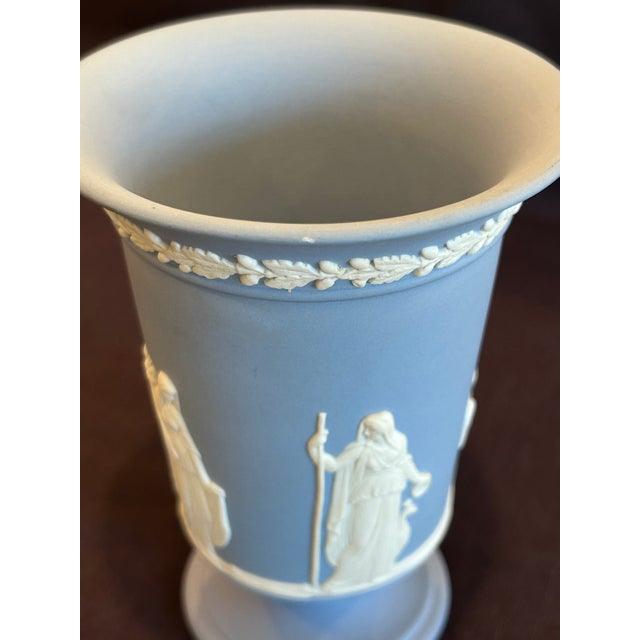 Mid 20th Century Wedgwood Portland Blue Jasperware Vase With Classical Relief, England For Sale - Image 12 of 13