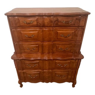 French Provincial Tallboy Dresser Chest of Drawers, C. 1960s–1970s For Sale