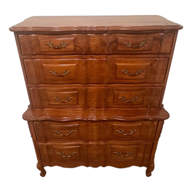 French Provincial Tallboy Dresser Chest of Drawers, C. 1960s–1970s For Sale