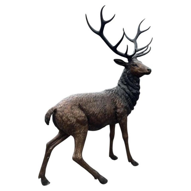 Bronze Twelve-Point Stag Garden Sculpture For Sale - Image 14 of 18