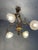 Art Nouveau Golden Chandelier with Frosted Glass Shades For Sale - Image 6 of 18