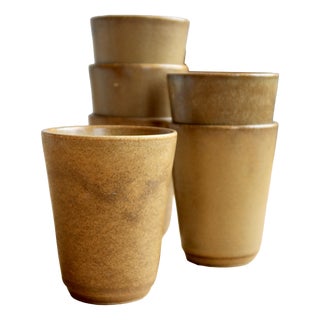 Vintage Stoneware Tumblers, 1980s, Set of 6 For Sale