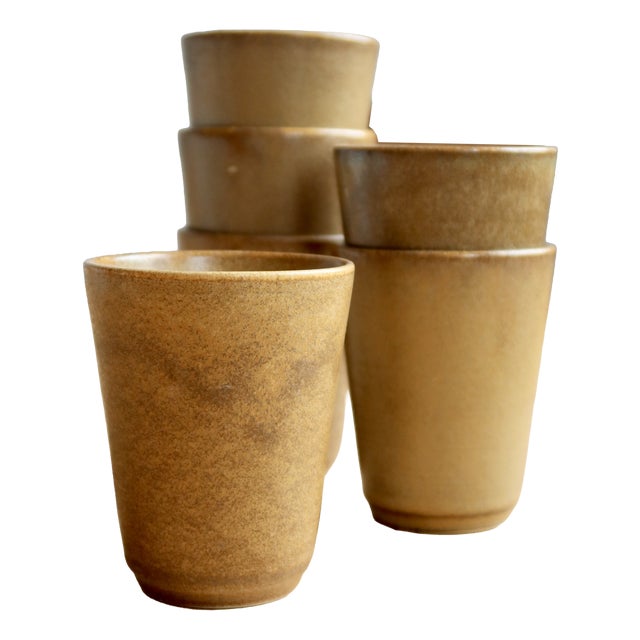 Vintage Stoneware Tumblers, 1980s, Set of 6 For Sale