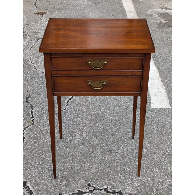 Brown Mid 20th Century Henkel Harris, Federal Style Cherry Two Drawer NightStand For Sale - Image 8 of 9