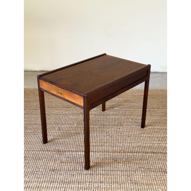 Mid-Century Modern Rosewood Side Table with Drawer by Helge Vestergaard Jensen, Denmark, 1960 For Sale - Image 3 of 13