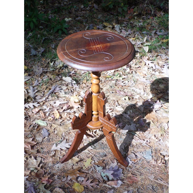 Antique Walnut Victorian Eastlake Occasional Table Gothic Plant Stand Bust Stand For Sale - Image 12 of 12