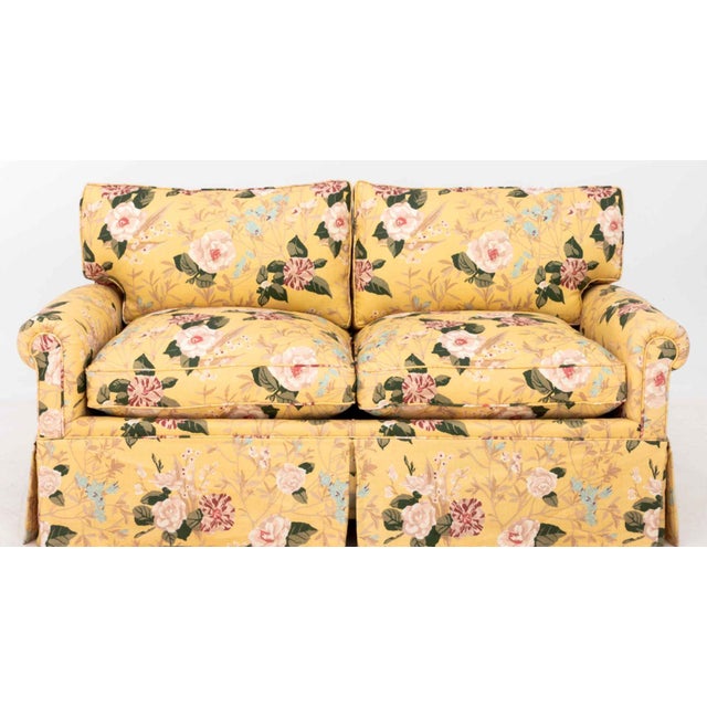 Yellow Floral Pattern Upholstered Sleeper Sofa For Sale - Image 4 of 14