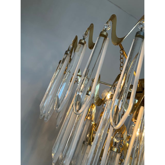 Vintage Art Deco Style Crystal Chandelier, 1970s For Sale - Image 11 of 14