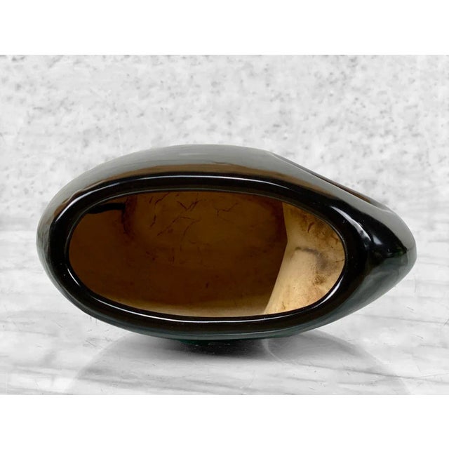 Mid 20th Century Mid-Century Art Deco Asymmetrical Black Porcelain Vase Planter For Sale - Image 5 of 8