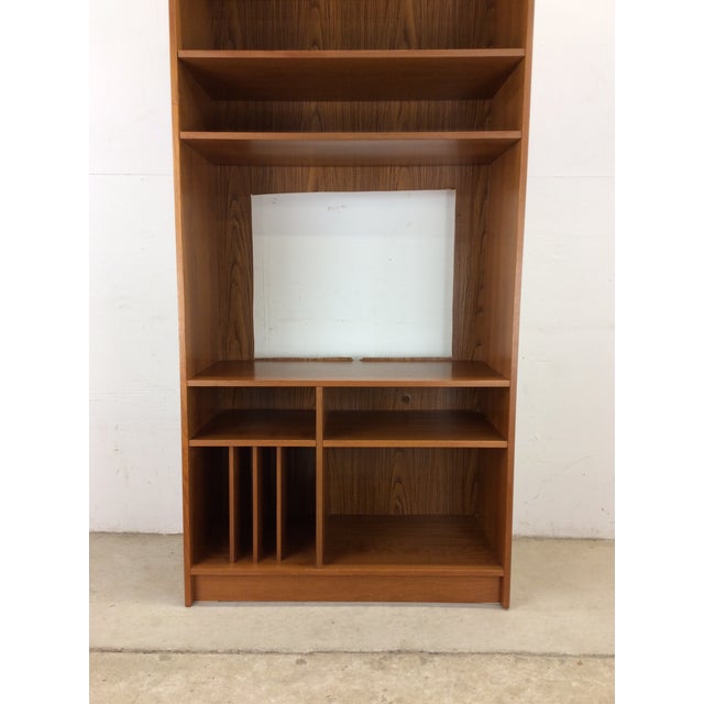 Brown Danish Modern Teak Shelving Unit With Adjustable Shelves and Vertical Record Storage For Sale - Image 8 of 12