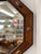 Wood Antique Arts and Crafts Octagonal Beveled Mirror With Carved Oak Frame and Decorative Wood Peg Inlays For Sale - Image 7 of 8