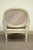 Vintage French Louis XVI Pink Blue Carved Bergere Boudoir Lounge Arm Chair For Sale - Image 11 of 12