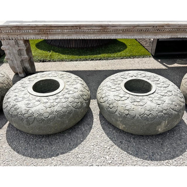 Late 20th Century Vintage Java Stone Flower Pot For Sale - Image 5 of 7