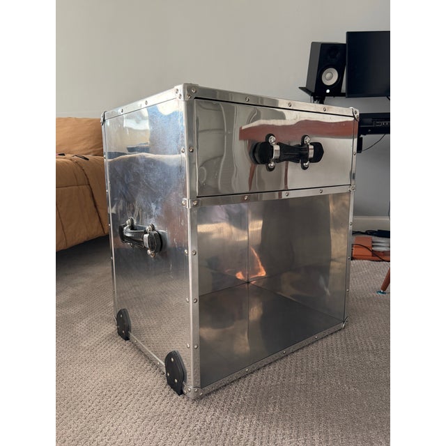 Pair of Eichholtz Aluminum "Catalina" Trunk Nightstands For Sale In Miami - Image 6 of 12
