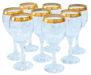 Mid 20th Century Wineglasses with Gold Pattern- Set of 8