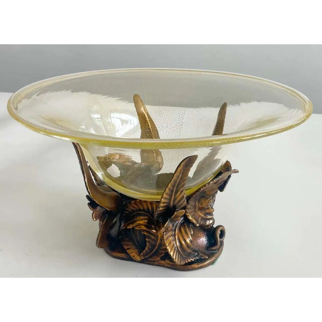 1980s 1980s Modern Bronze & Murano Glass Centerpiece, Venturi Arte Foundry, #21/500 For Sale - Image 5 of 11
