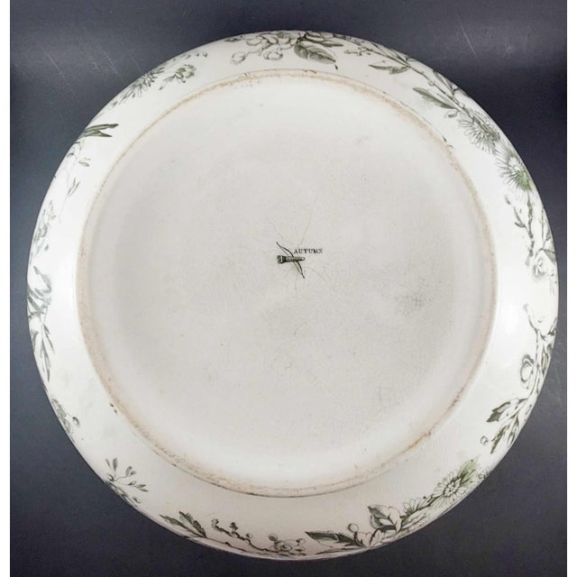 Late 19th Century 1880s Ridgways Autumn Olive Green Transferware Earthenware Wash Basin Aesthetic For Sale - Image 5 of 10