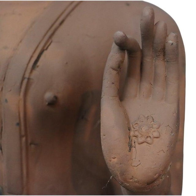 Metal Thai Sukhothai Style Bronze Buddha Garden Statue C1920 For Sale - Image 7 of 9