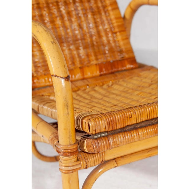 Bamboo & Rattan Easy Chair, Italy, 1960s For Sale - Image 10 of 12