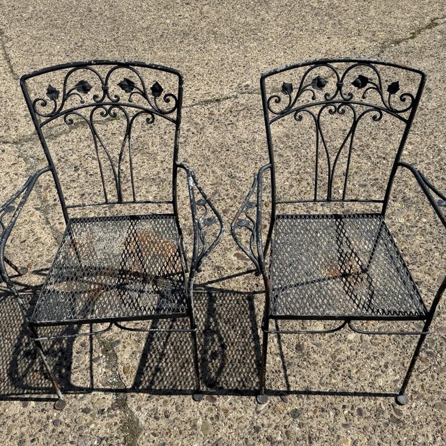 Mid 20th Century Mid 20th Century Salterini Style Wrought Iron Garden Patio Dining Set by Florentine Craft Studio For Sale - Image 5 of 18
