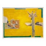 David Hare, 1970 Mod Surrealist Painting Collage David Hare Abstract Landscape Summer Land, 1970 For Sale