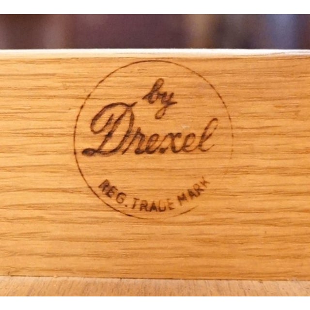 Brown Drexel Furniture Solid Pecan Italian Mediterranean Style 26" Square Accent End Table W. Bookmatched Top For Sale - Image 8 of 12