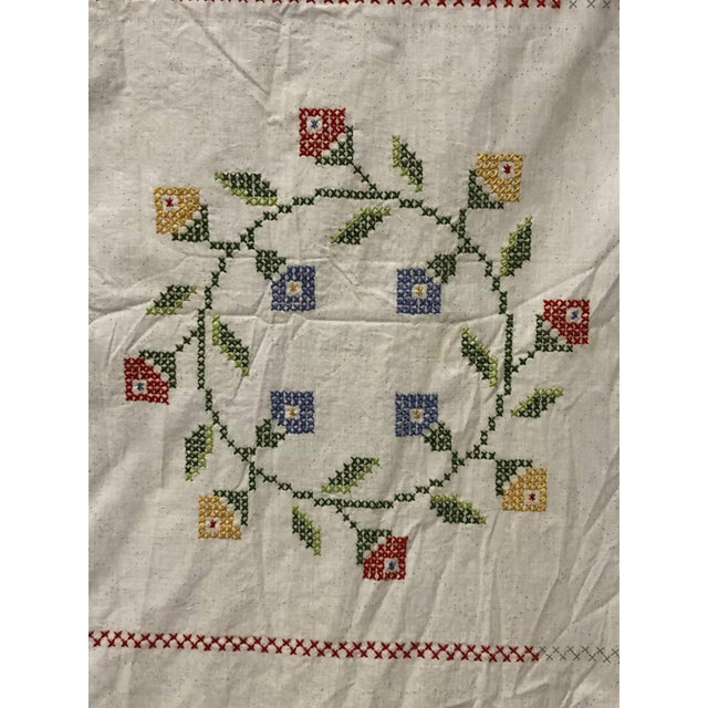 Rustic A Pair of Vintage Hand Embroidered Curtains Criss Cross 35”w X 100”l For Sale - Image 3 of 12