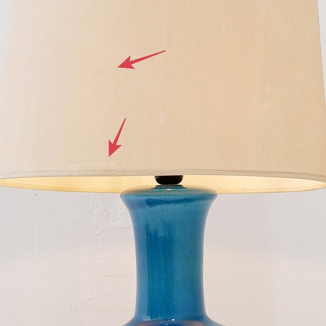 Turquoise Ceramic Table Lamp, 1960s For Sale - Image 10 of 13
