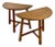 1940s Vintage Danish Brutalist Folk Art Boho Chic Half Moon Teak Side Tables - A Pair For Sale