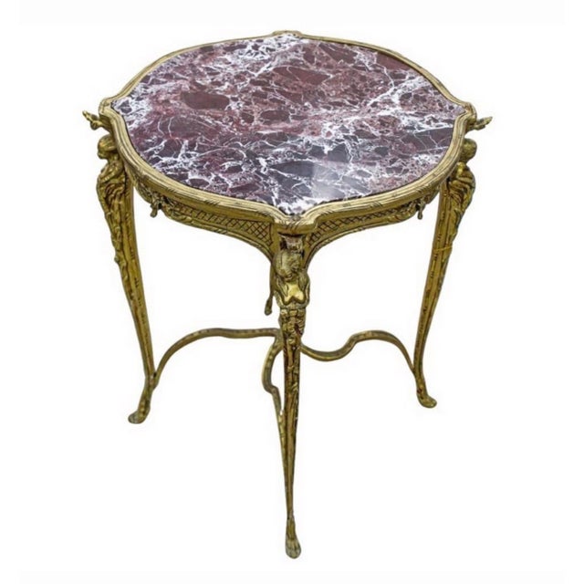 Early 20th Century French Louis XV Style Bronze & Marble Table Early 20th Century For Sale - Image 5 of 12