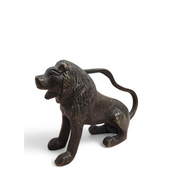 Bronze Seated Lion Sculpture, 19th Century For Sale - Image 3 of 10