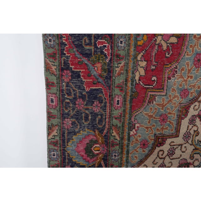 1970s 1970s Vintage Persian Handmade Wool 9x13 Red Area Rug For Sale - Image 5 of 11