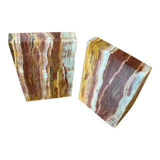 Vintage Angluar Marble Bookends - a Pair For Sale